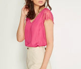 Chandra lace sleeve blouse (hot pink)