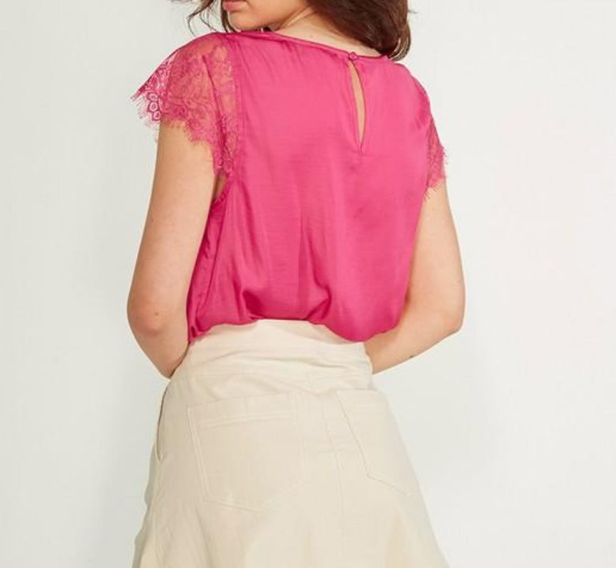 Chandra lace sleeve blouse (hot pink)