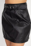 Fast Lane faux leather belted skirt (black)