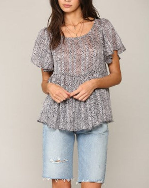 Your Love floral babydoll blouse (dark navy)