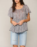 Your Love floral babydoll blouse (dark navy)