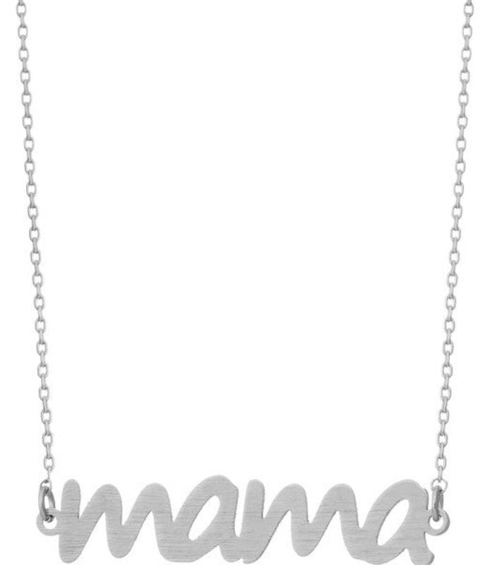 mama cursive pendant necklace (silver)