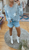 Stars Align distressed sweater (heather)
