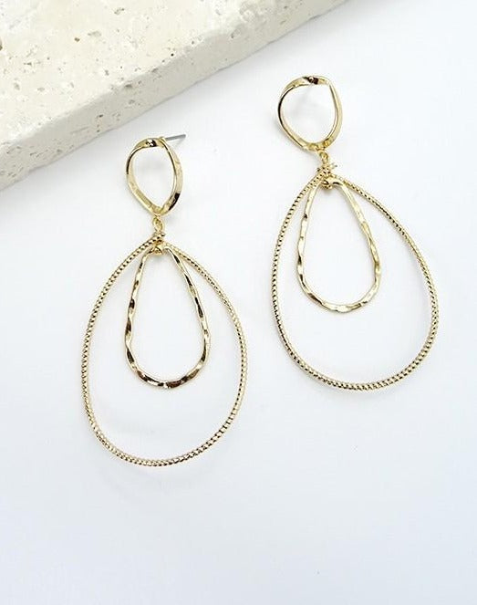 Twisted Wire Double Hoop earrings (gold) - Mint Boutique
