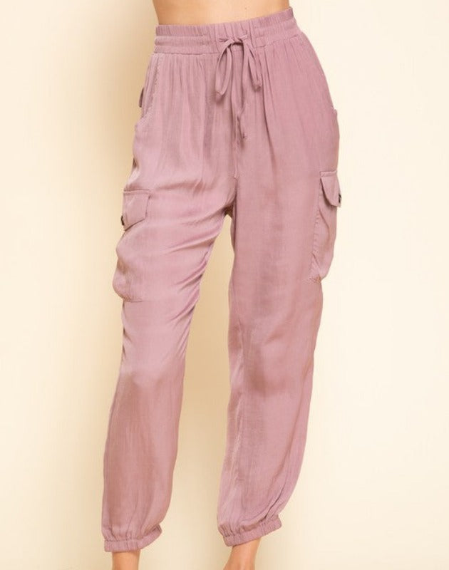 Cabo satin jogger (dusty mauve)