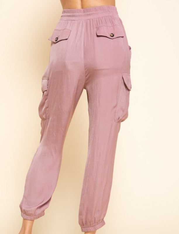 Cabo satin jogger (dusty mauve)