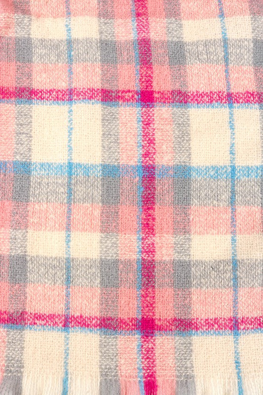 Plaid Pattern Spring Oblong Scarf (pink)