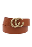 Metal CC Faux Leather belt (cognac)