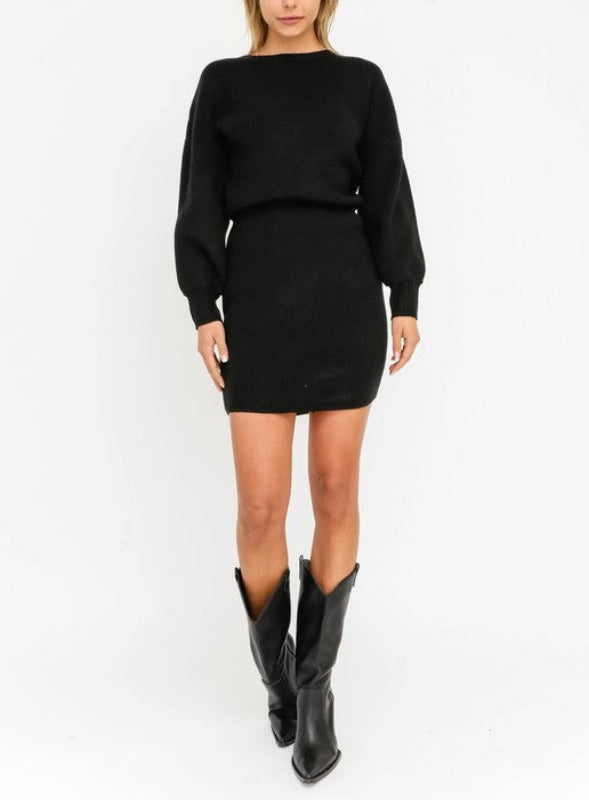Westwood ribbed dolman sweater dress (black)