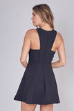 Sheena Cross Neck Peplum Dress (black) - Mint Boutique