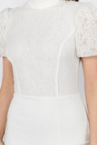 Diamond at Night lace puff sleeve dress (white)