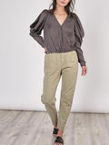 Full Moon drape sleeve silky blouse (charcoal) - Mint Boutique