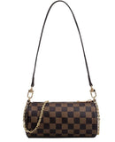 Checker Circle Chain Crossbody Handbag Purse (brown) - Mint Boutique