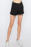Gretchen vintage denim frayed shorts (black)