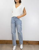 Lightswitch sleeveless fluffy sweater (ivory)
