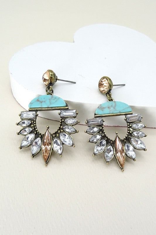 Polished stone statement earring  (turquoise)