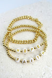 Hope/Faith Beaded Bracelet 3 pc Set (gold) - Mint Boutique