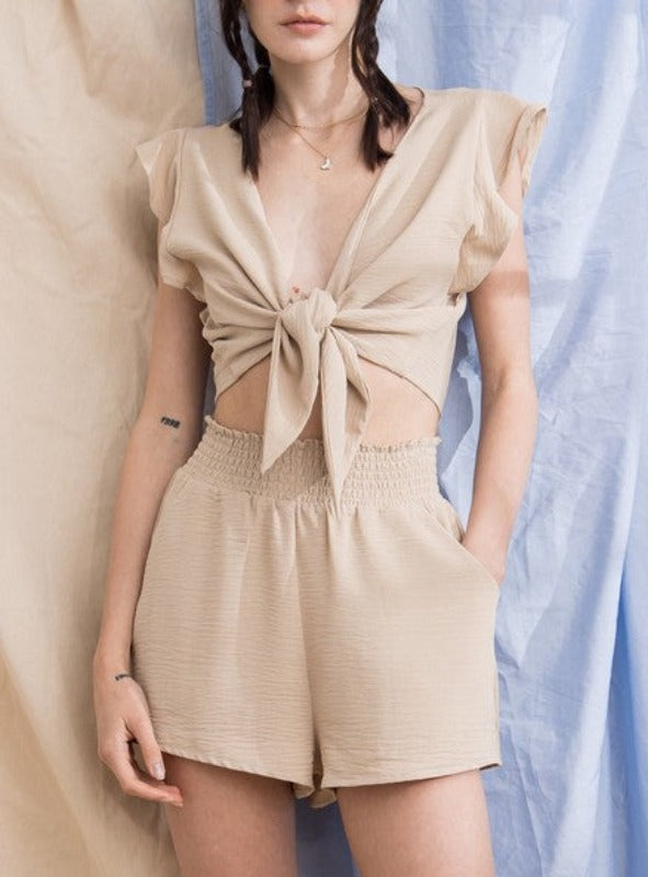 Shoreline Frill Tie Top & Shorts Set