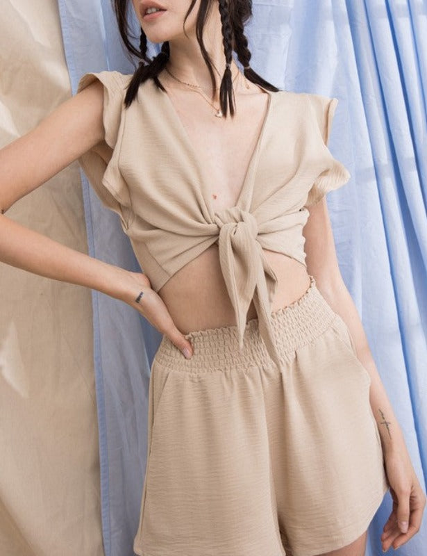 Shoreline Frill Tie Top & Shorts Set