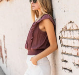Violet Boxy Neckline Resort Top (purple mauve)