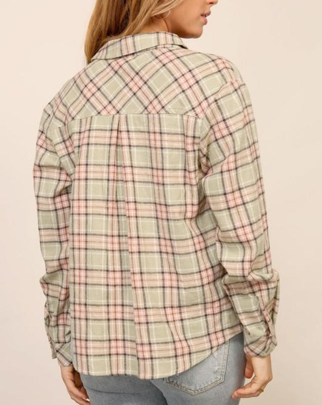 Laurie Flannel Button Down (Sage)