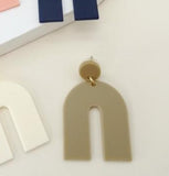 Color Block Rainbow Drop Earrings (tan)