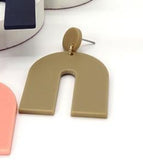 Color Block Rainbow Drop Earrings (tan)
