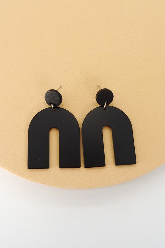 Color Block Rainbow Drop Earrings (black) - Mint Boutique