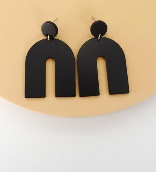 Color Block Rainbow Drop Earrings (black) - Mint Boutique