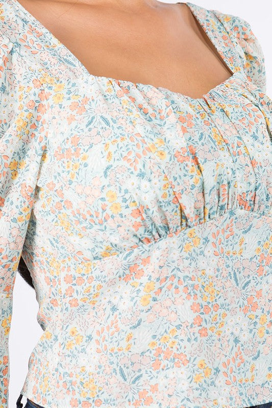 Vacay Mode sweetheart floral top (mint) - Mint Boutique