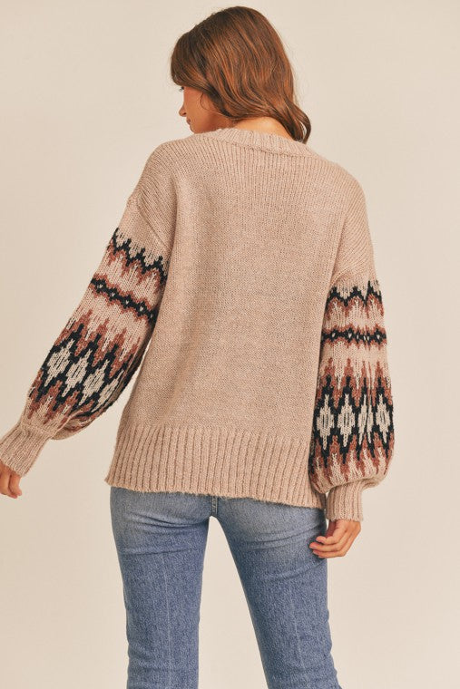 Into the Sunglight aztec slouchy cardigan (brown/taupe)