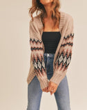 Into the Sunglight aztec slouchy cardigan (brown/taupe)