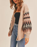 Into the Sunglight aztec slouchy cardigan (brown/taupe)