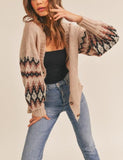 Into the Sunglight aztec slouchy cardigan (brown/taupe)