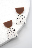EMBOSSED PRINT COLOR BLOCK GEO DROP EARRING (DALMATION) - Mint Boutique