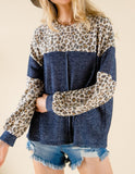 Leopard Colorblock pullover (navy)