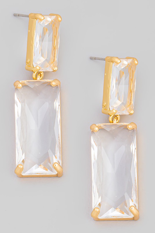 Baguette Bar Glass Dangle Earrings (gold)