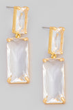 Baguette Bar Glass Dangle Earrings (gold)