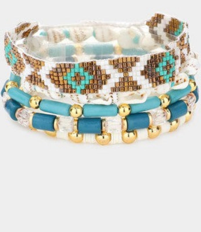 Boho Pattern Detailed Western Beaded Bracelets