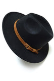 CLASSIC FEDORA HAT BROWN TIE TRIM (black)