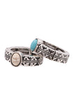 Metal Stone Pendant Stretch Ring (Turquoise)