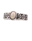 Metal Stone Pendant Stretch Ring (white)