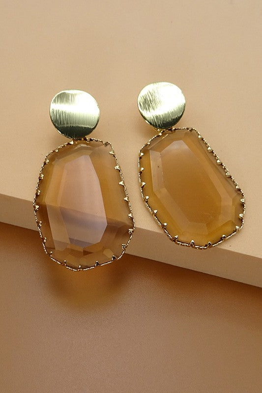 LUXURIOUS VINTAGE GLASS STONE EARRING (topaz) - Mint Boutique