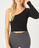 Cast a Spell Seamless one Shoulder Crop Top (black)