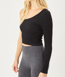 Cast a Spell Seamless one Shoulder Crop Top (black)
