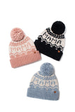 Mama Jacquard Knit Beanie with Self Pom (light blue)