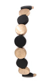 Metal disc stretch bracelet (black/gold)