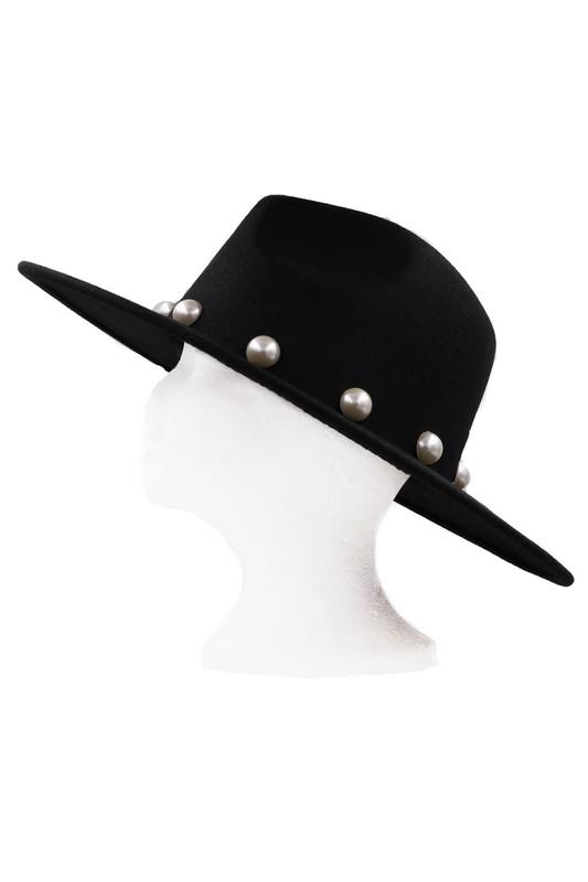 Pearl Fedora felt hat (black)