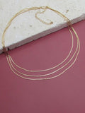 TRIPLE LAYER THIN FLAT CHAIN NECKLACE (gold)