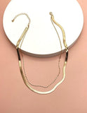 DOUBLE SNAKE AND LARGO CHAIN NECKLACE (gold)